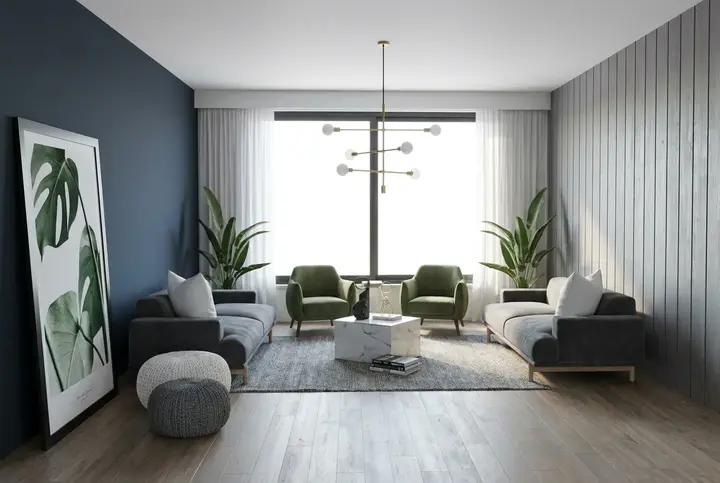 Rendered living room visualization